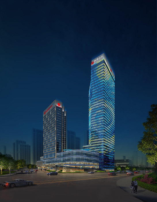 青岛银丰财富广场建筑立面照明工程